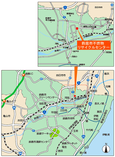 鈴鹿市不燃物リサイクルセンター地図